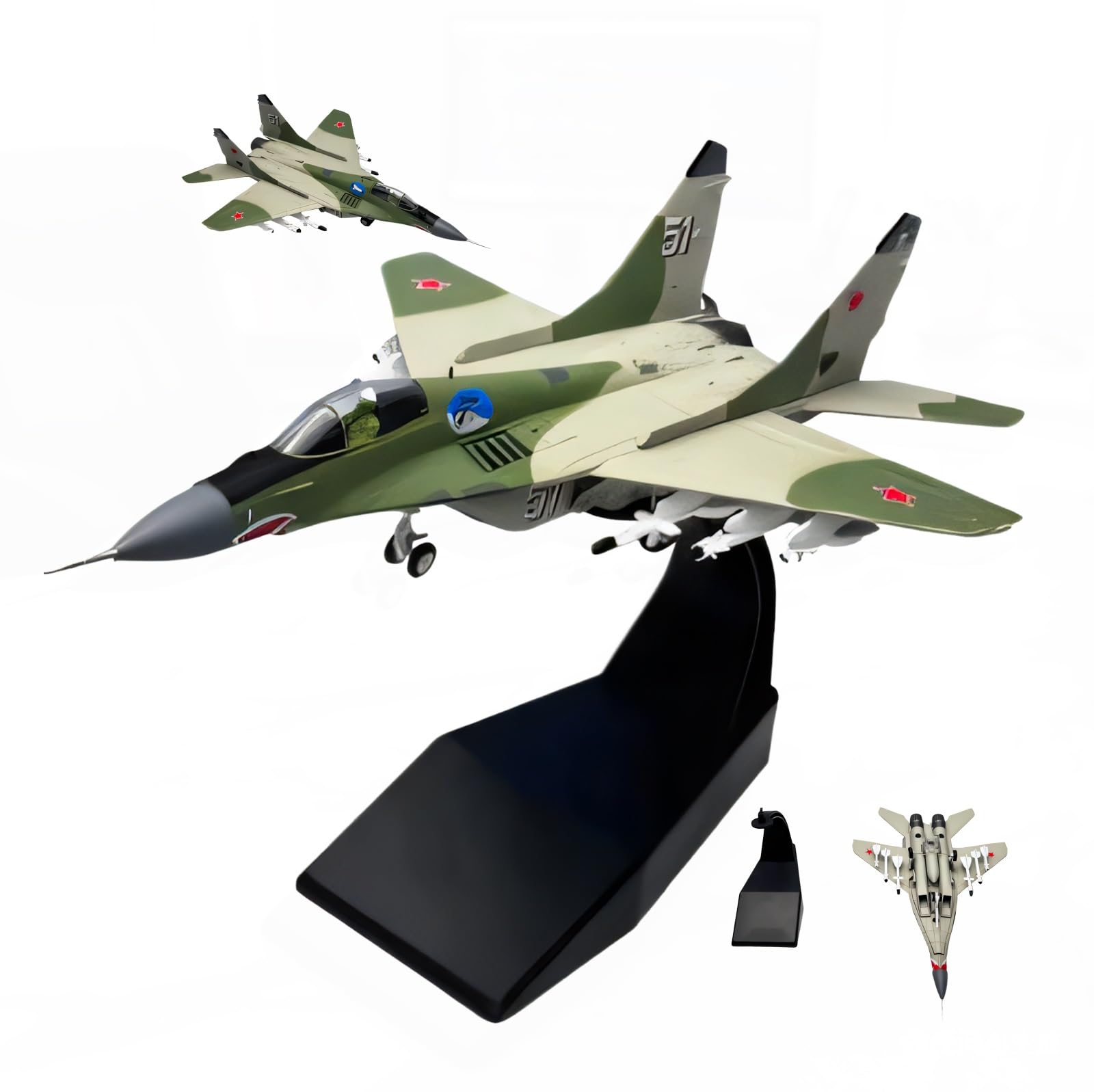 AVMLWEPA 1/100 Russian MIG-29 Fighter Jet Model Highly Detailed Diecast Metal Aircraft, Collectible Display for Military Enthusiasts, for Home or Office Decor