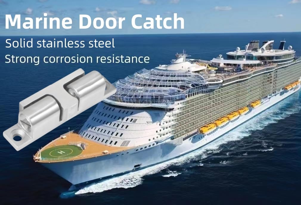 2Pcs Cabinet Door Catch, Solid Stainless Steel Adjustable Ball Tension Roller Catch Cabinet Door Double Ball Tension Catch with Screws for Ship Yacht RV (43MM)