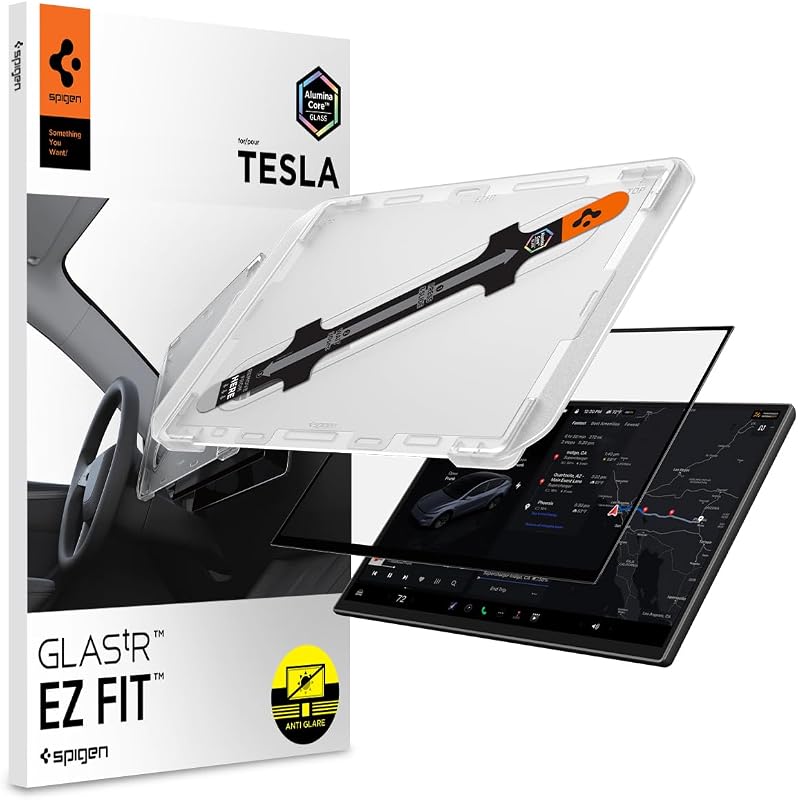 GlasTR EZ FIT Screen Protector Matte Finish for Model Y (2026) | Aluminacore 10H+ Tempered Glass, Auto Align Tray, Anti-Fingerprint, Designed for Model Y Premium/Performance/L (2026) 16"