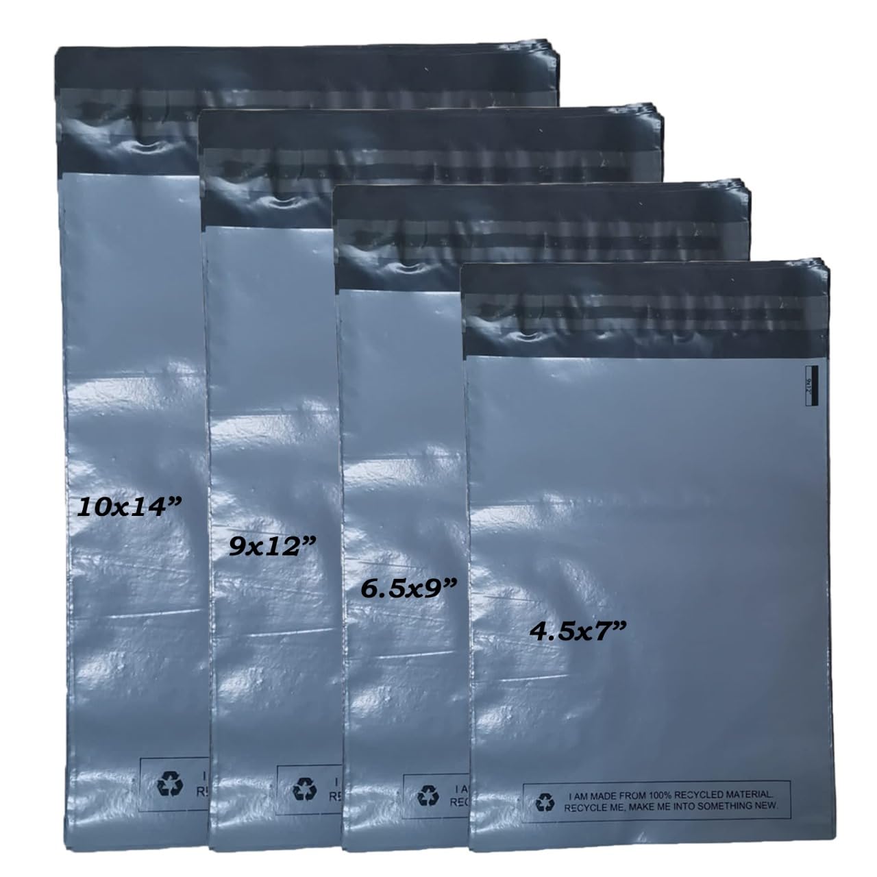 MSDS-SOLUTIONZ 100x Mixed Grey postage bags, parcel bags, 4 Sizes 25 Each Mailing Bags 100% Recyclable Self Seal Assorted Packaging Bags Small to Large Postal Bags Packaging Shipping Bags