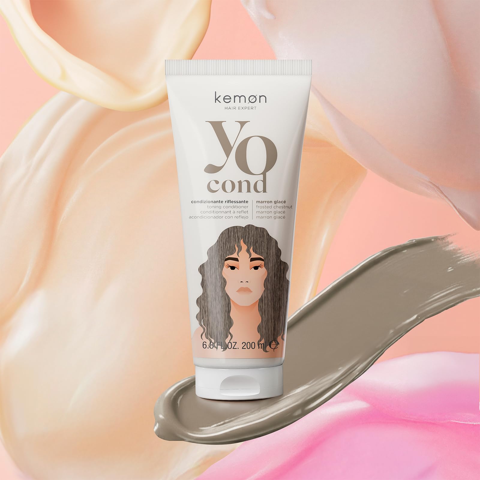 Kemon Yo Cond Marron Glacé - Maschera Riflessante Professionale con Formula YoVeg e Velian Complex, Nutre e Illumina i Capelli in 3 Minuti, 88% Ingredienti Naturali, 200 ml