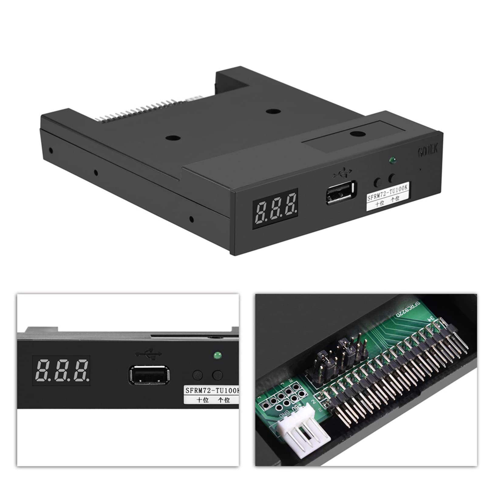 3,5-calowy emulator napędu dyskietek USB, Richer-R SFRM72-TU100K 720K 3,5-calowy emulator napędu dyskietek USB, odpowiedni do przemysłowych urządzeń sterujących Czarny