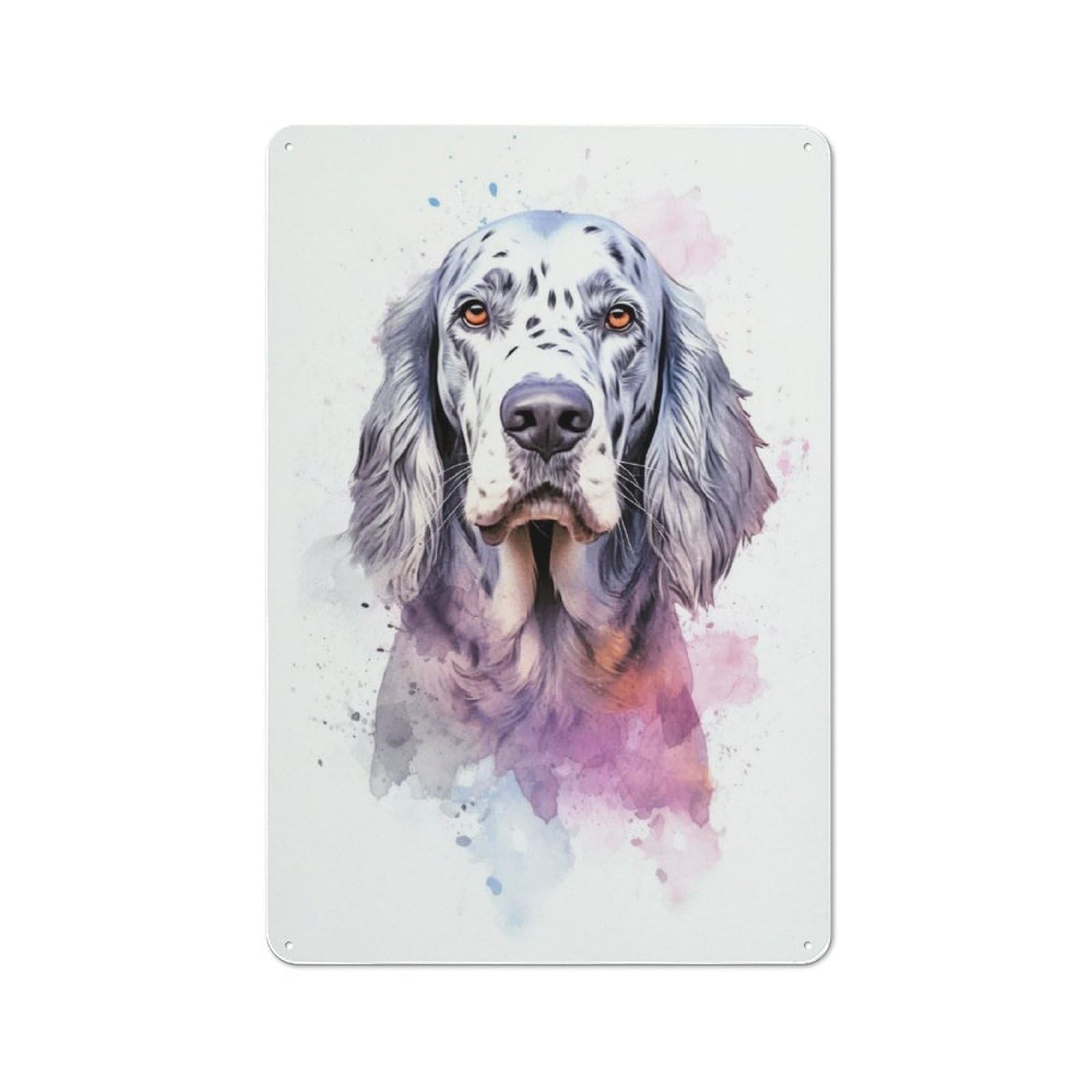 Junmoney Watercolor English Setter Retro Tin Wall Plaque 30X20cm For Man Cave Or Games Room, A Decorative Christmas Gift For Man Cave Decor Fans