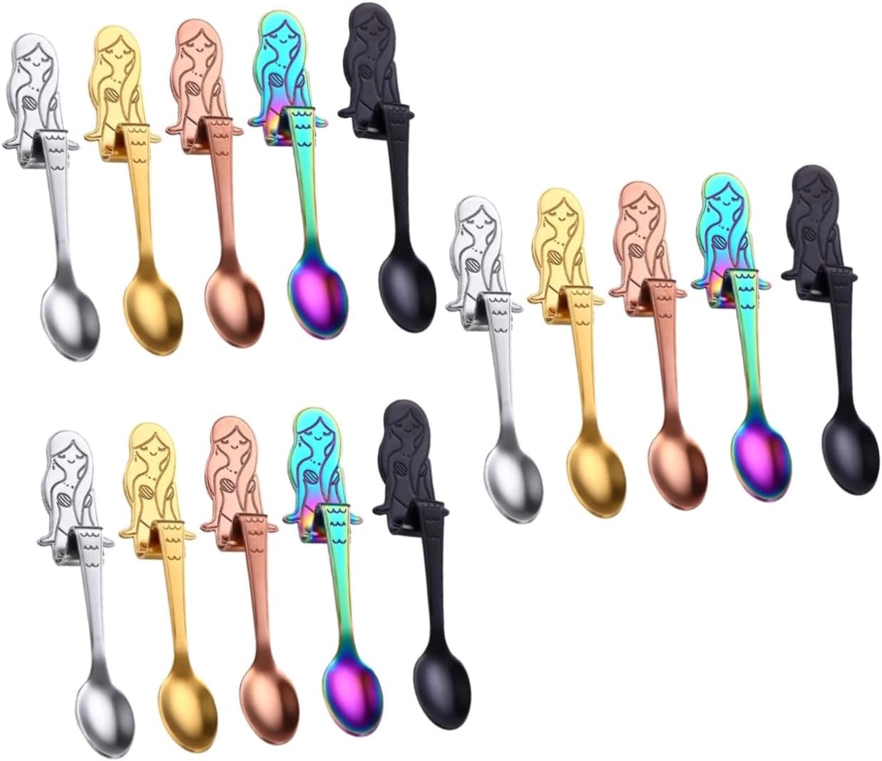3sets Scoop Spoon Gold Stainless Steel Stirring Spoons Hanging Design for Coffee Charcuterie 5pcs*3