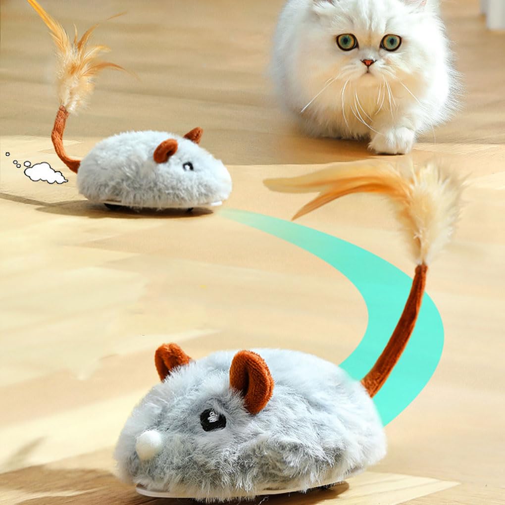Juego de 10 ratones eléctricos interactivos para gatos, fáciles y duraderos, resistentes y duraderos, juguetes automáticos para gatos, juguetes eléctricos para gatos como se muestra