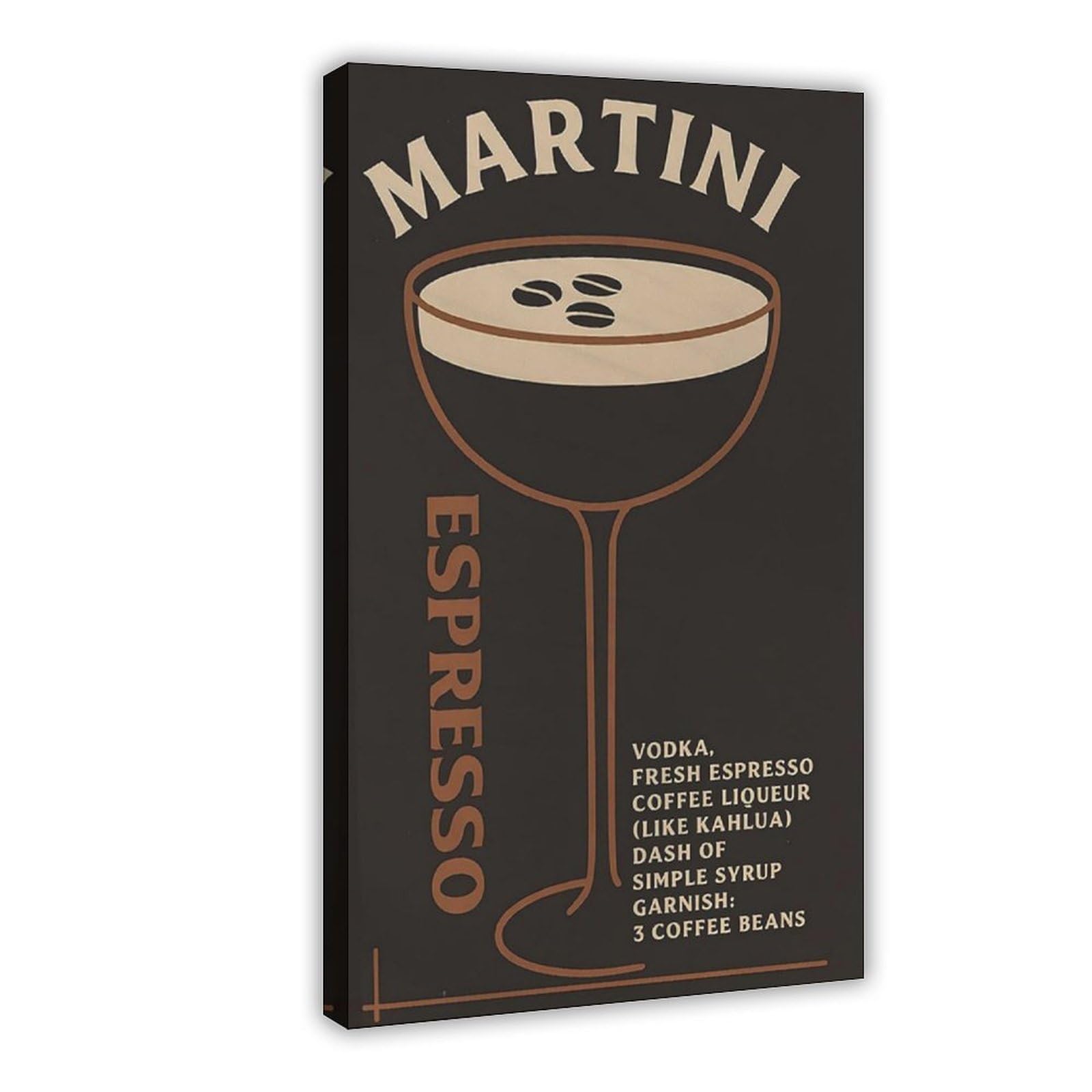 QIOTBVV Espresso Martini Cocktail Retro Bar Kitchen Decor Canvas Poster Bedroom Decor Landscape Office Room Decor Gift 8" L X 12" W