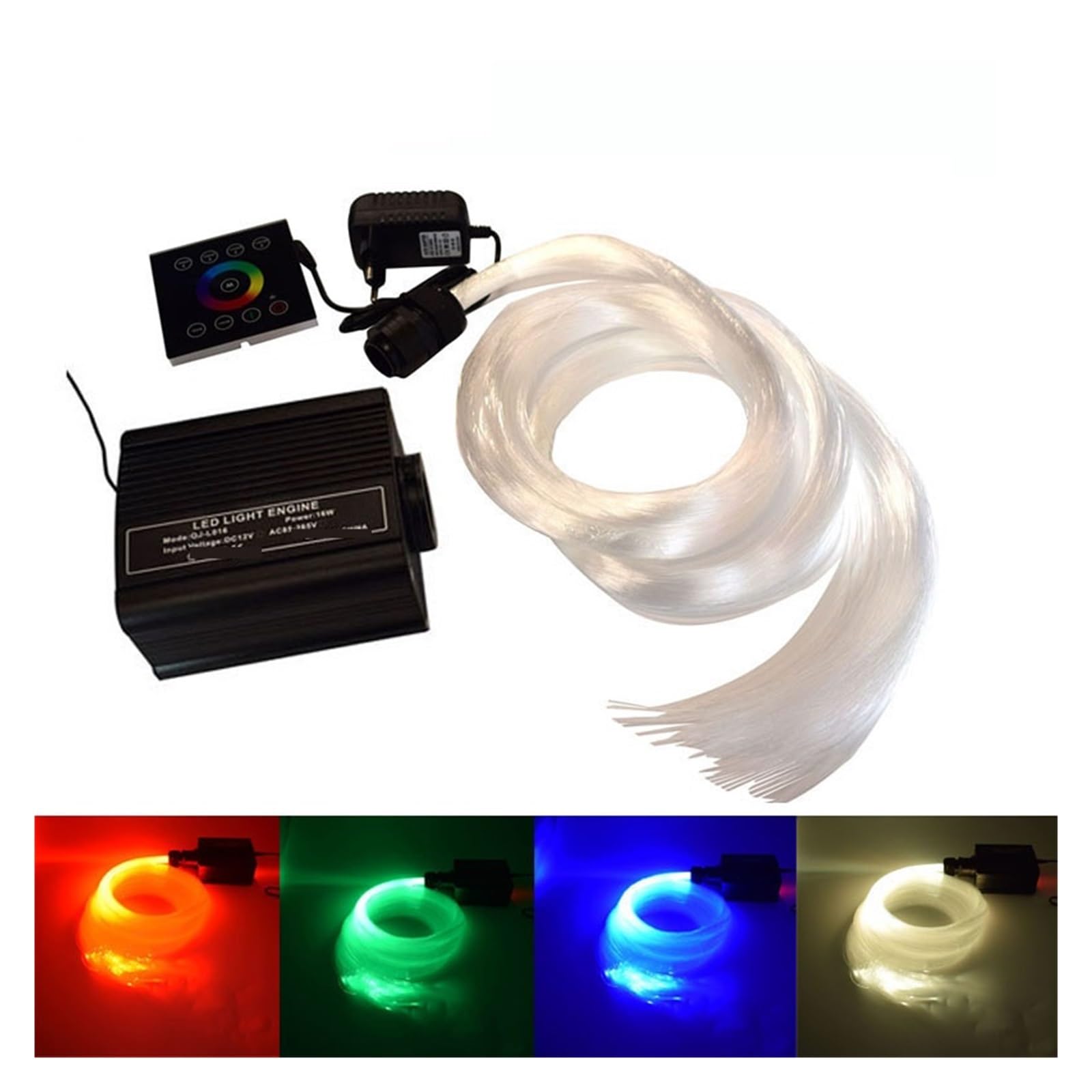 Zestaw sufitowy światłowodowy 16W RGBW, światłowód DC12V LED z kontrolerem dotykowym 2.4G, Jednostka Otoczenia(500PCS X 0.5mm X 2m)