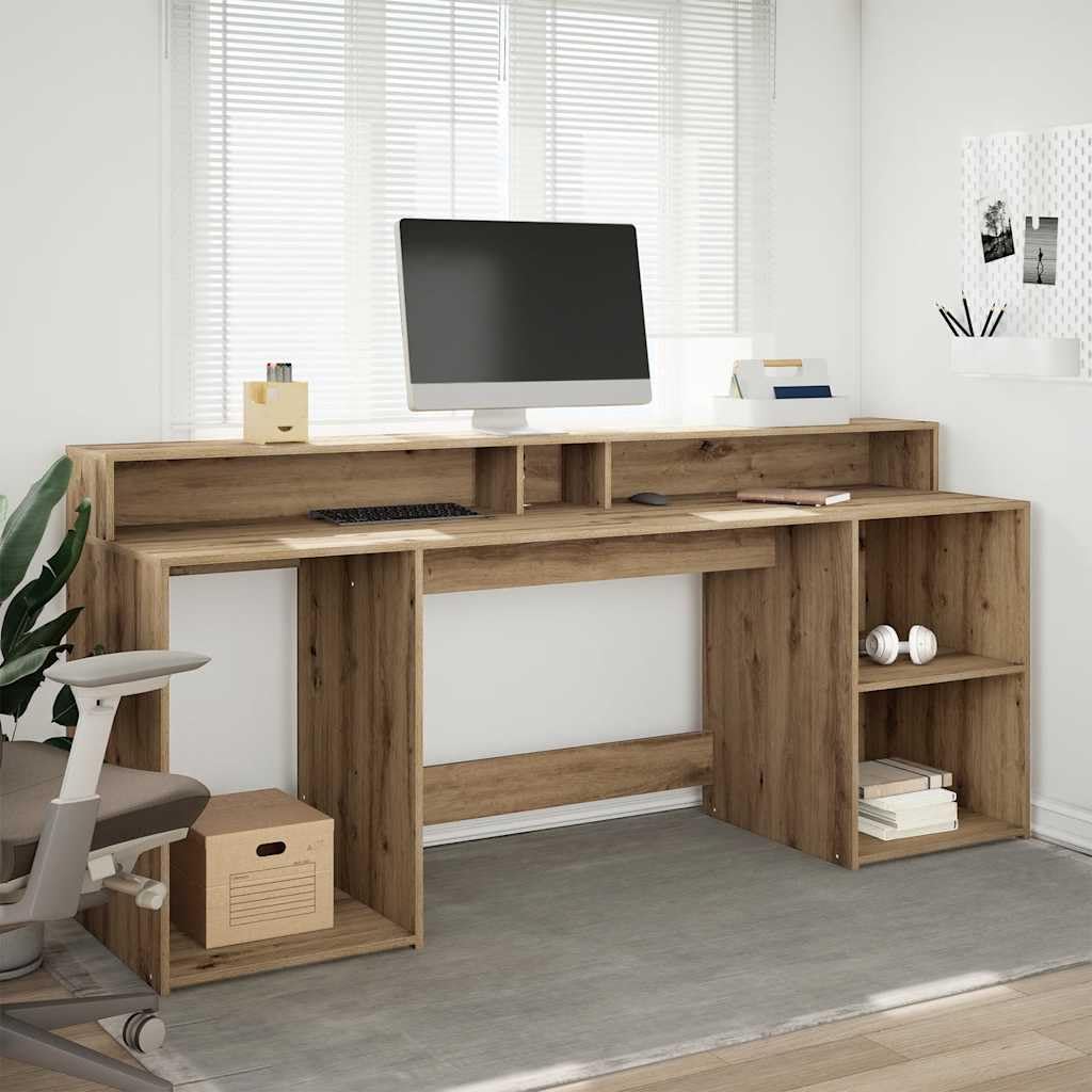 Bureau de chambre en chêne avec étagères idéal étudiant