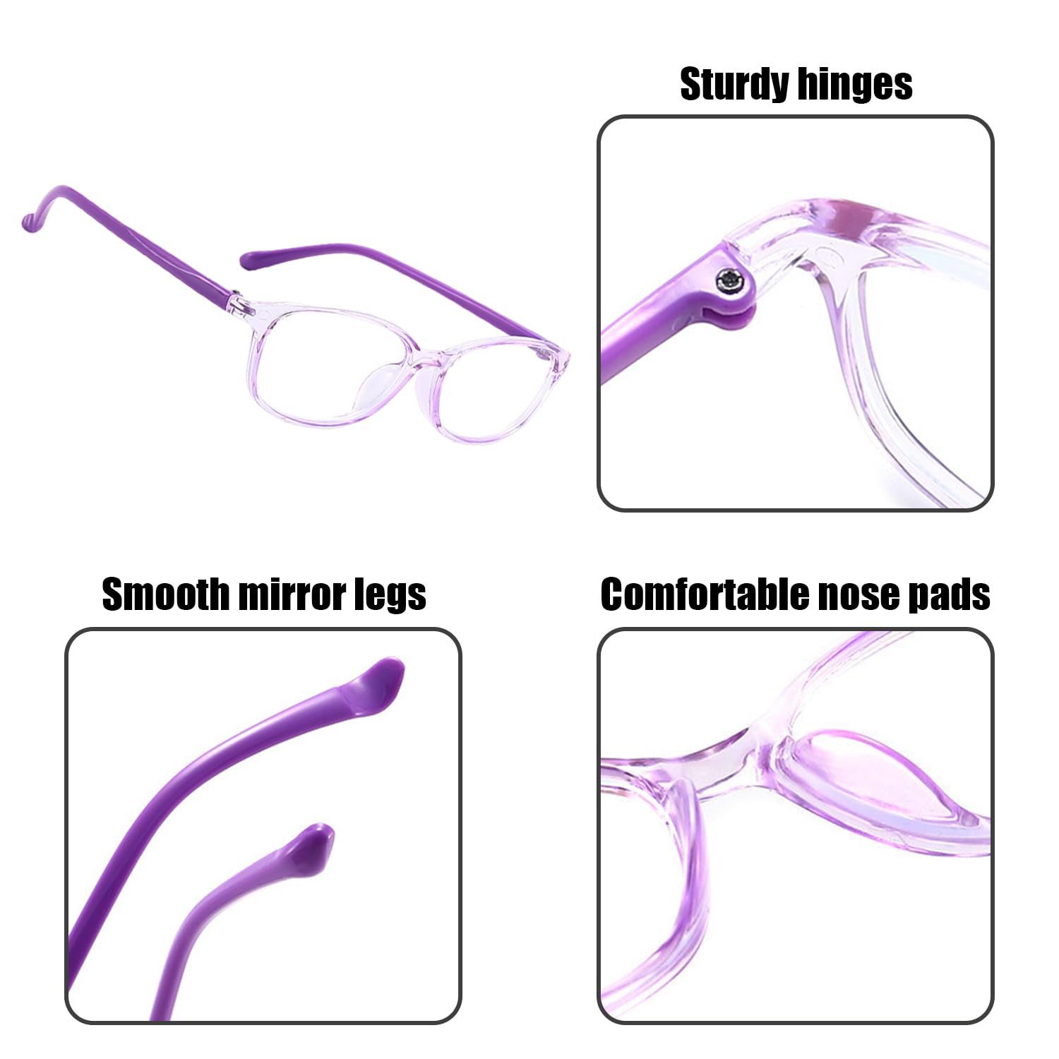2 Paar Anti-Blau-Brillen Für Kinder, Einschließlich Anti-Fall-Brillen-Lanyard, 2 Aufbewahrungsbeutel Für Schwarze Brillen, Strahlenschutz, Linderung Der Ermüdung Der Brille.