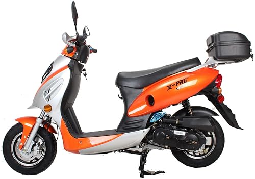 Miniatura 6 de X-PRO Oahu - Ciclomotor de 50 cc con ruedas de aluminio de 12 pulgadas, maletero trasero, eléctricoarranque de patada! Faro grande (negro)