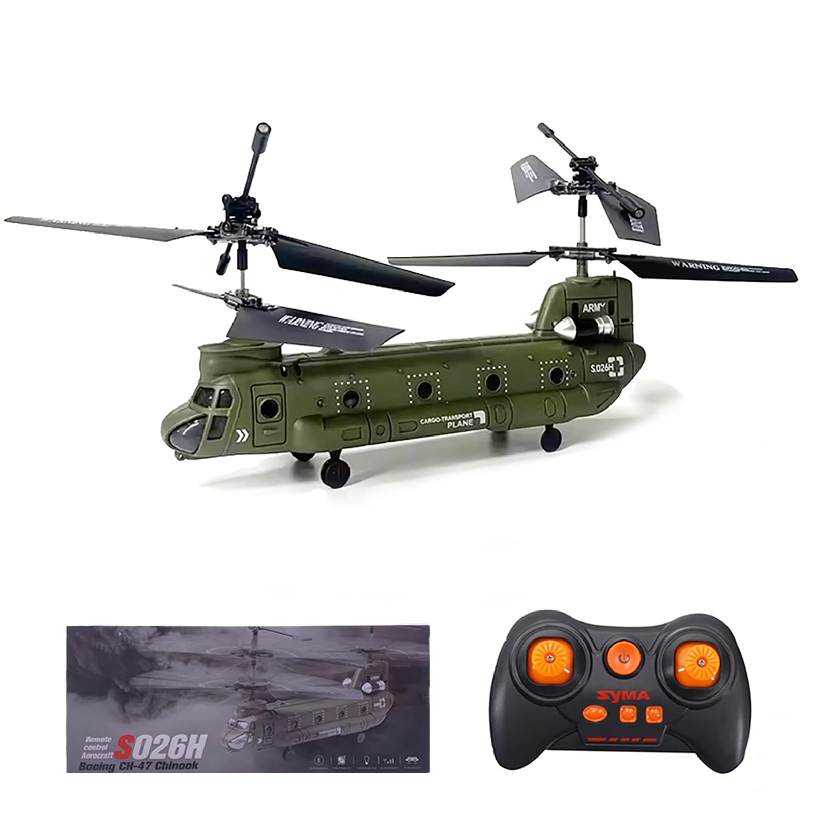 2.4G 3CH RC Helicopter, S026H Military Transport RC Helicopter with Altitude Hold, One Key Take Off/Landing, LED Light, Low Battery Reminder, Gyro for Teens Beginners and Adults