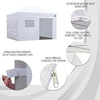 Vista 5 de Eurmax - Kit de paredes con cierre para toldo de 10 x 20 pies, con ventana de malla y puerta enrollables, solo 4 paredes (color blanco)