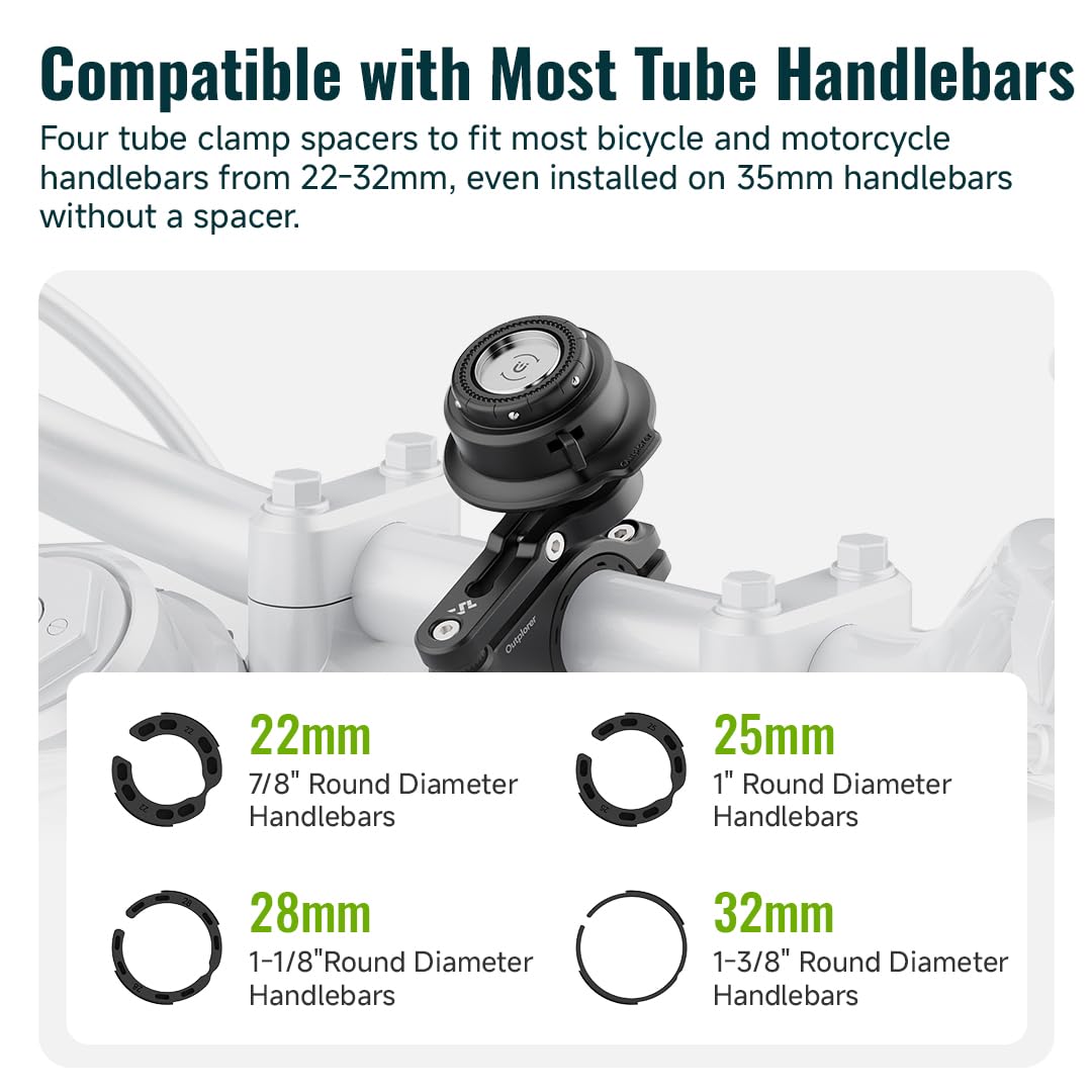 QM02-Motorcycle-Pro) - Supporto magnetico per telefono da moto, antivibrazione, con blocco di sicurezza, per bici, scooter, moto, MTB, installazione cieca a 360°, per telefoni