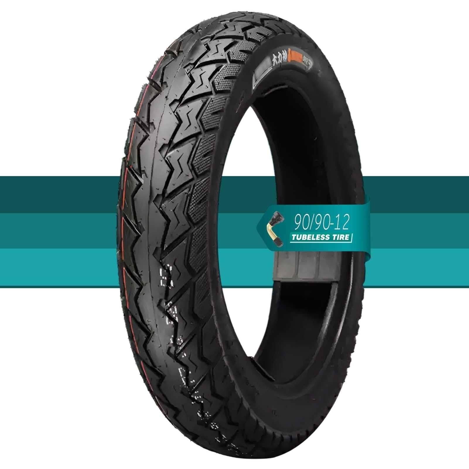 90/90-12 Tire for Mini Bike Front Rear Street Llanta, 90/90/12 Tubeless Anti-slip Tyre, 90 90 12 Wear-resistant Neumático Used for Daily Commuting on Various Roads 300 kPa