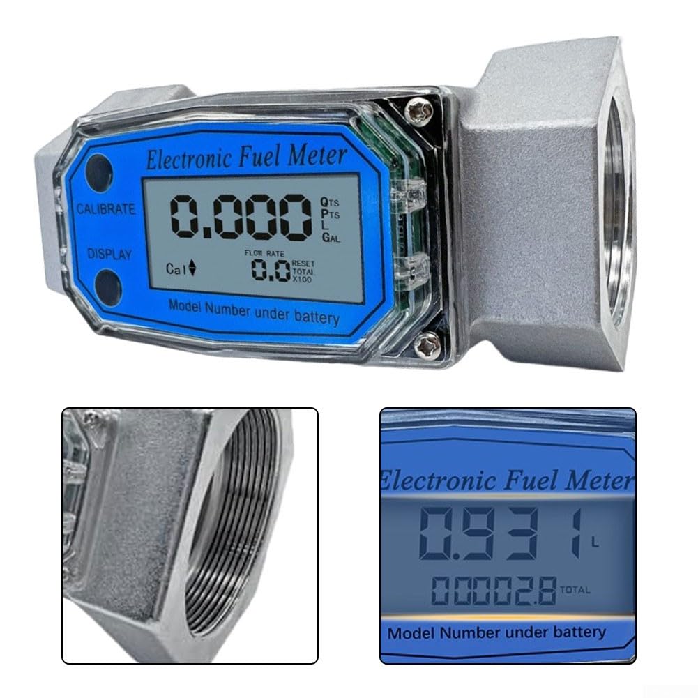 Medidor de flujo de turbina digital, medidor de flujo de turbina roscada de 2,5 pulgadas, medidor de flujo de agua con pantalla digital de precisión de ± 1% para diesel