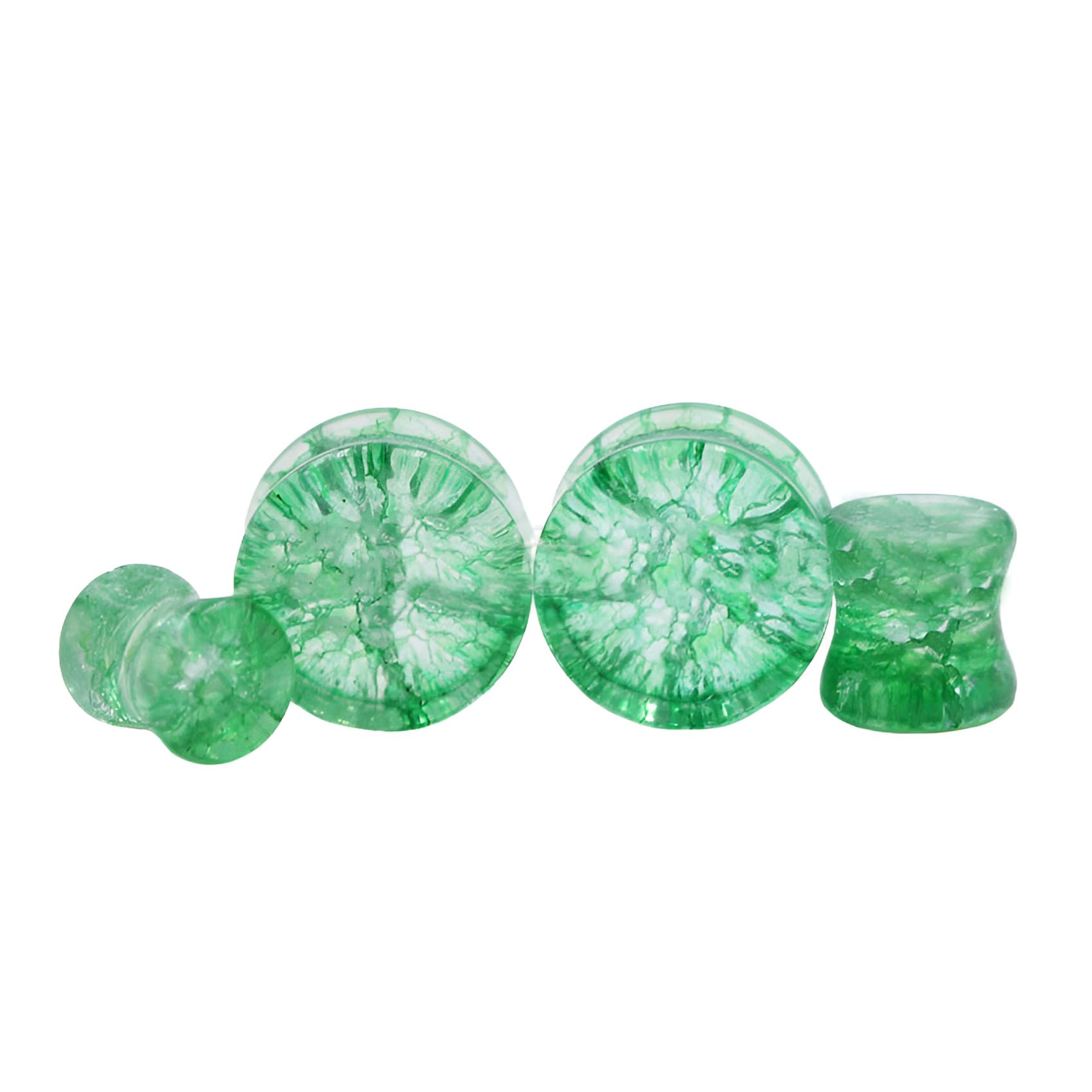 2 szt. 8 mm (0G) szkło eksplozja zielone rozszerzenie uszu podwójnie rozkloszowany solidny kamień grubość 12 mm przedłużacz końcówki do uszu przyrząd pomiarowy piercing biżuteria dla