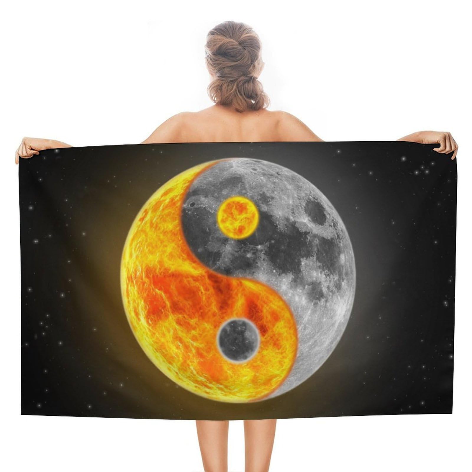 LEDFCVSU Beach Towel, Cool Yin Yang Bath Towel, Absorbent Towel for Swimming, Sports, Travel