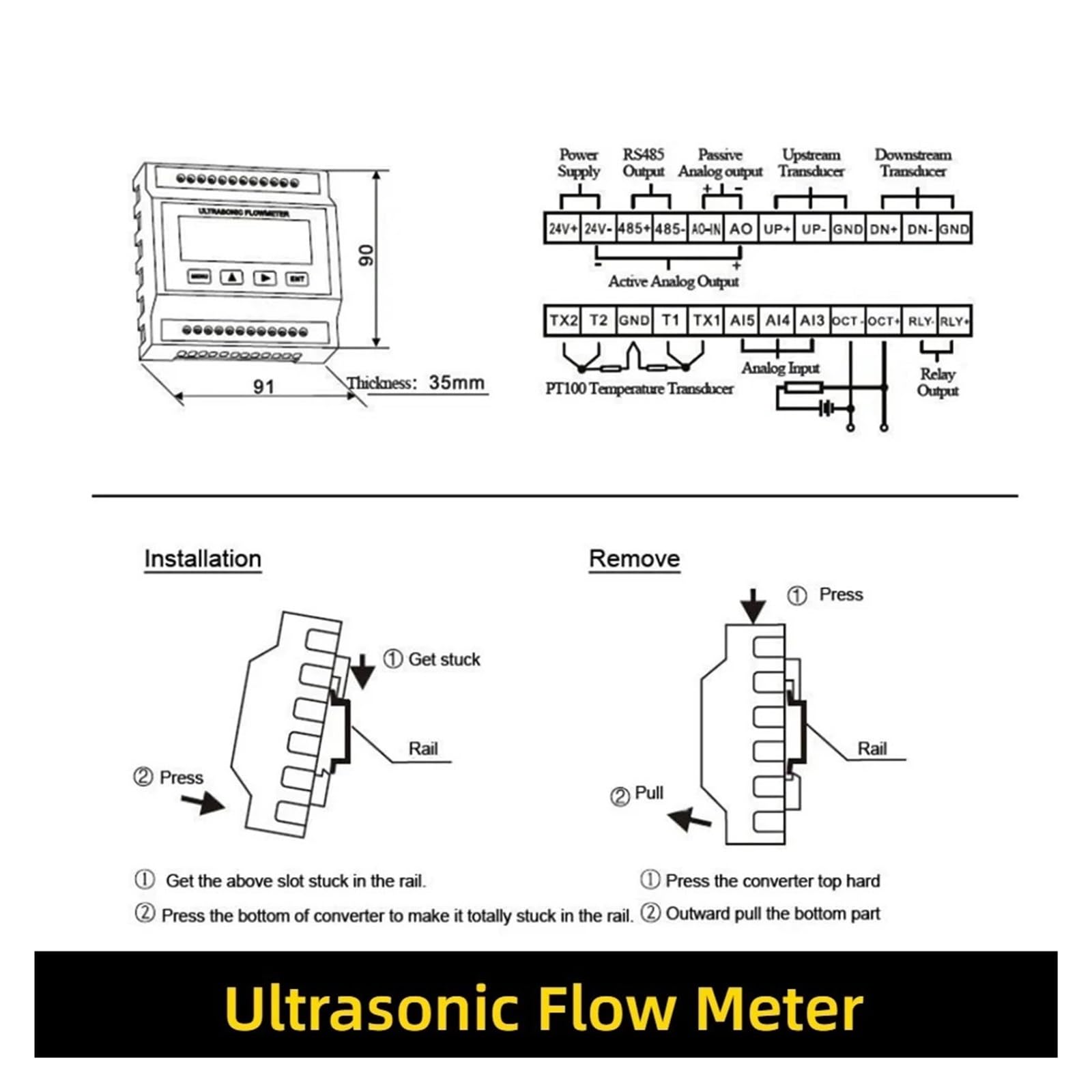 Ultradźwiękowy Miernik Przepływu Wody TS-2/TM-1/TL-1 Moduł Przetwornika Cyfrowy Przepływomierz Cieczy Używany Do Rur Metalowych Lub Plastikowych(Host TS-2-HT TM-1-HT)