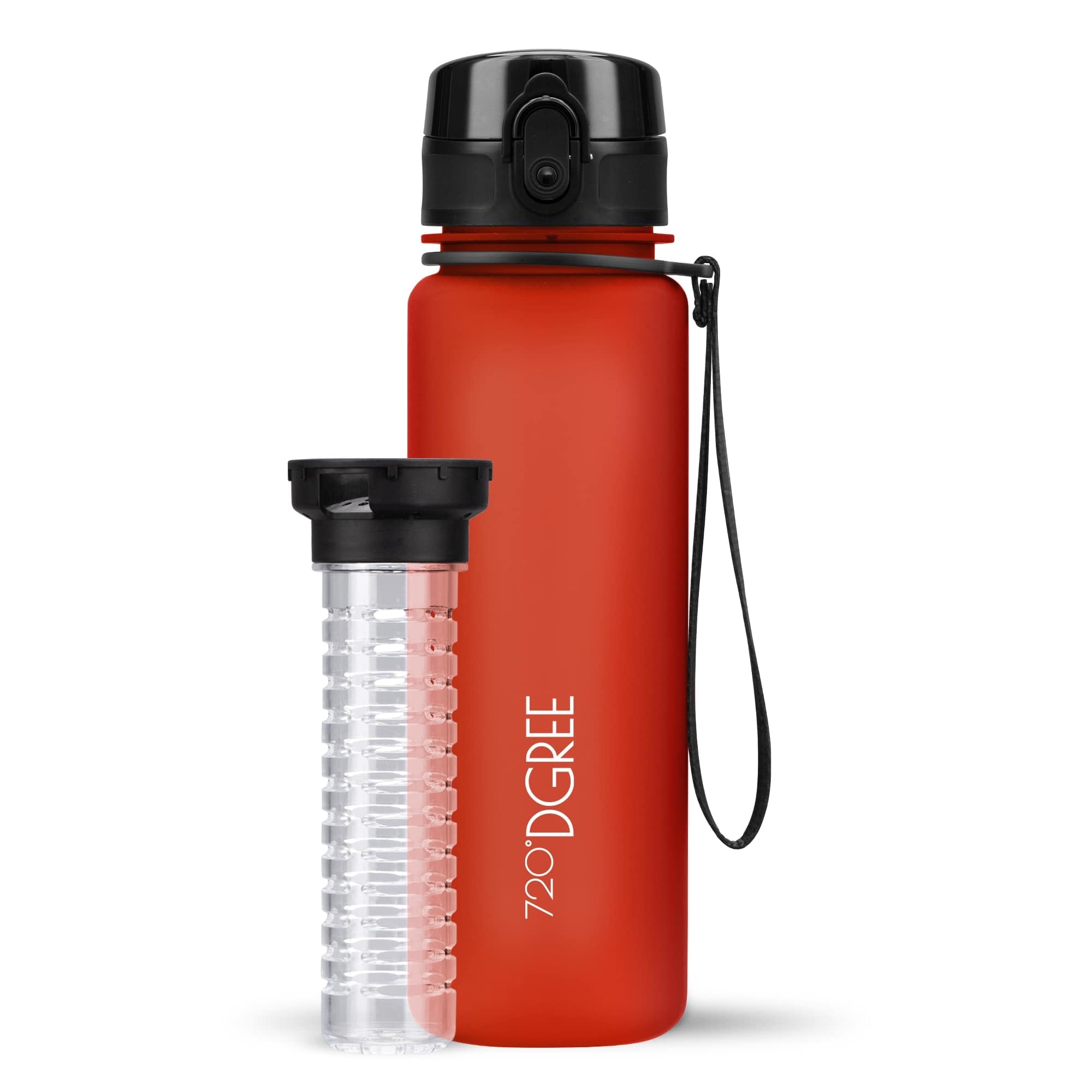 720°DGREE Trinkflasche Kinder 500ml “uberBottle“ softTouch +Früchtebehälter - Auslaufsicher, BPA-Frei - Schlanke Tritan Wasserflasche für Schule, Sport, Fitness - Leicht, Stoßfest, Wiederverwendbar