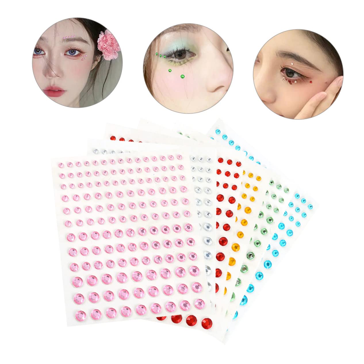 LALAFINA 30fogli Adesivi Brillantini Colorati Per Makeup Di Gemme Per Viso Con Strass Autoadesivi Per Decorazioni Di Bellezza Art Facili Da Applicare e Durevoli Per Eventi e Feste