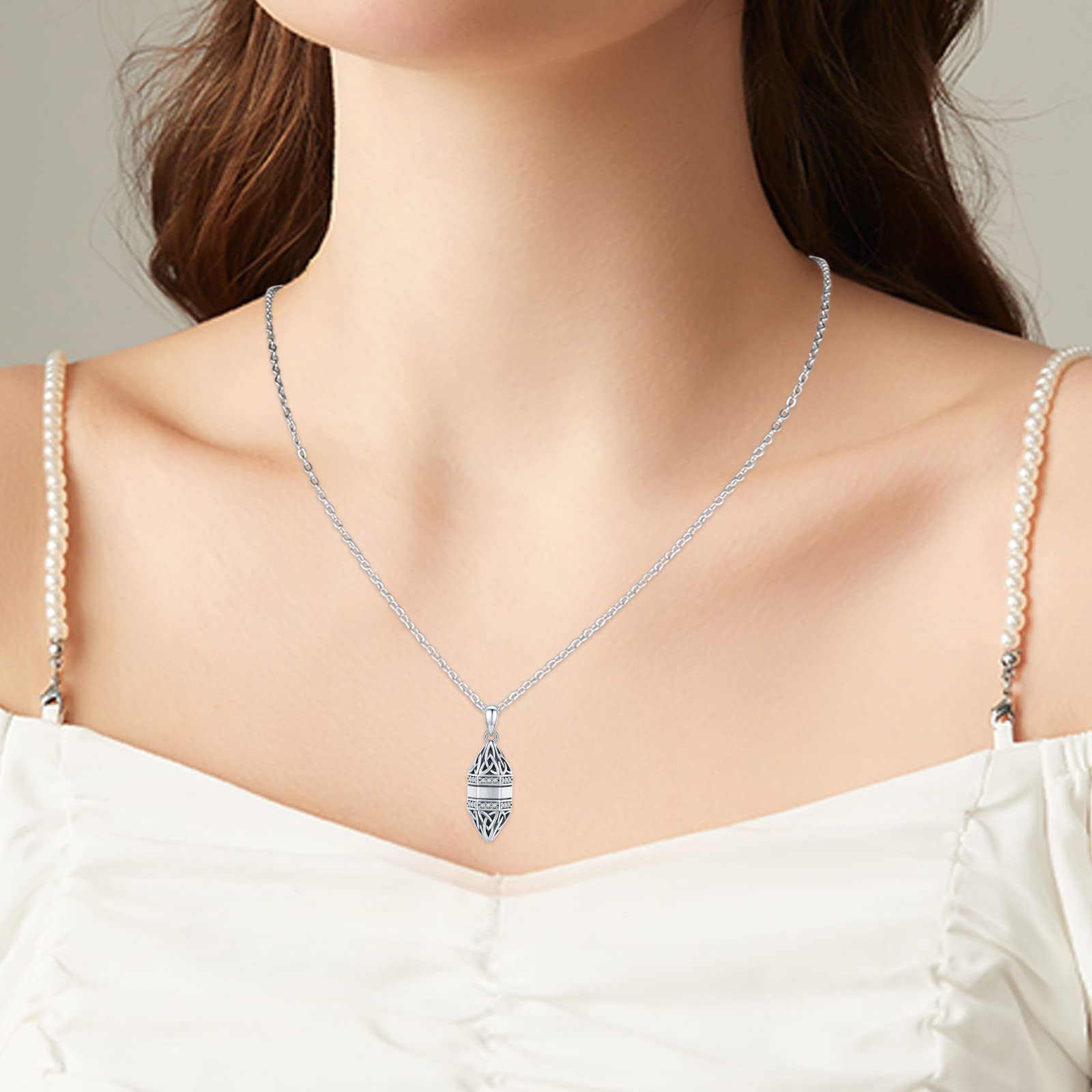 Collar para cenizas de plata de ley 925, colgante de ceniza conmemorativa con diferentes motivos – Nudo celta, árbol de la vida, corazón, flor para hombre y mujer