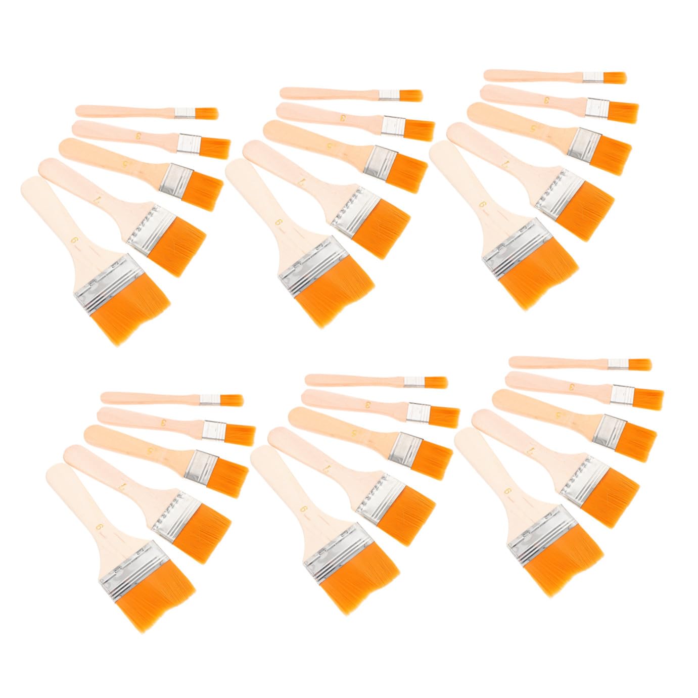 Pinceau en Nylon à Manche en Bois, Lot de 50 Pièces