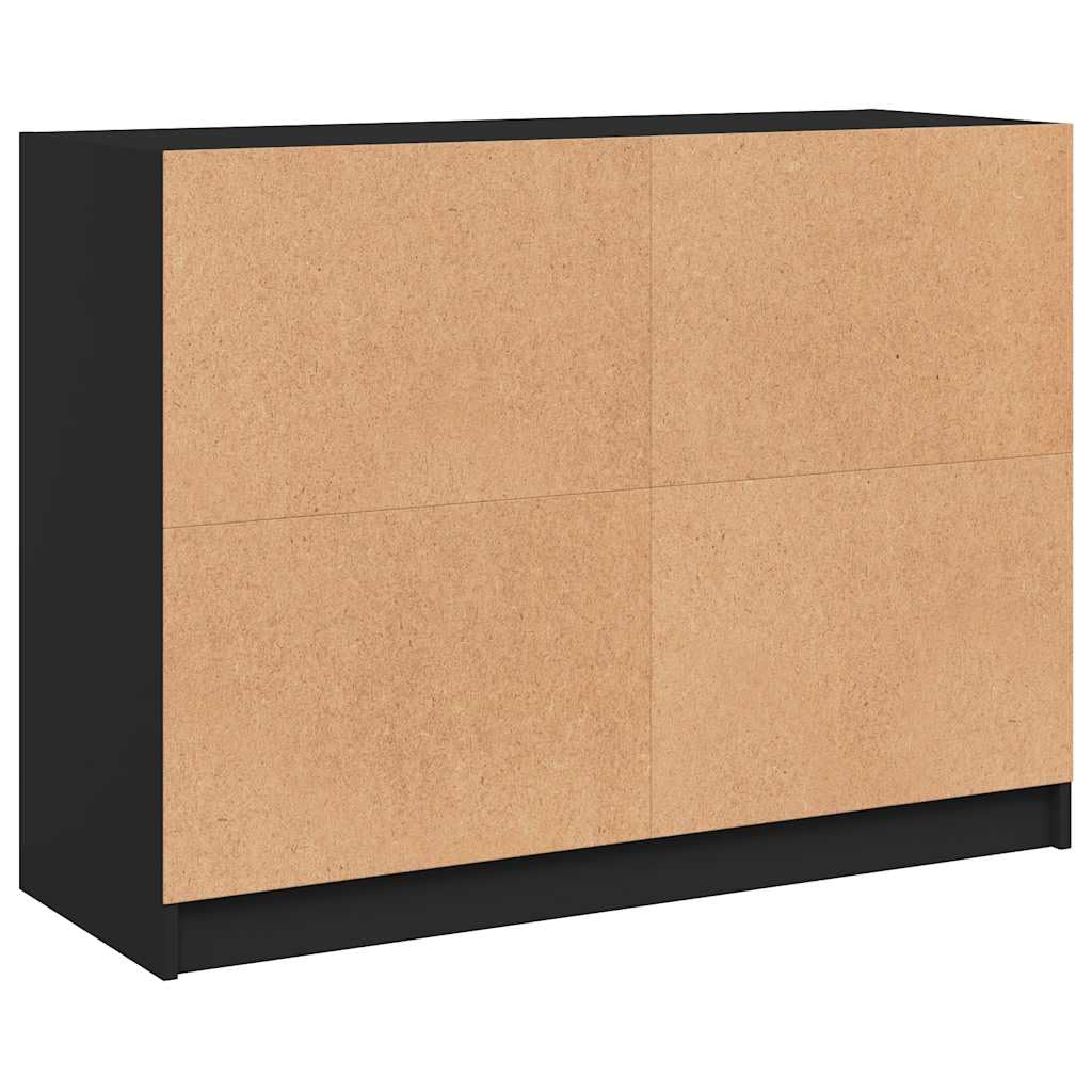Fengshui Kredens czarny 102 x 37 x 75,5 cm materiał drewnopochodny | Miejsce do przechowywania książek, czasopism, dokumentów, stabilna płyta górna, czarne uchwyty, z uchwytem ściennym