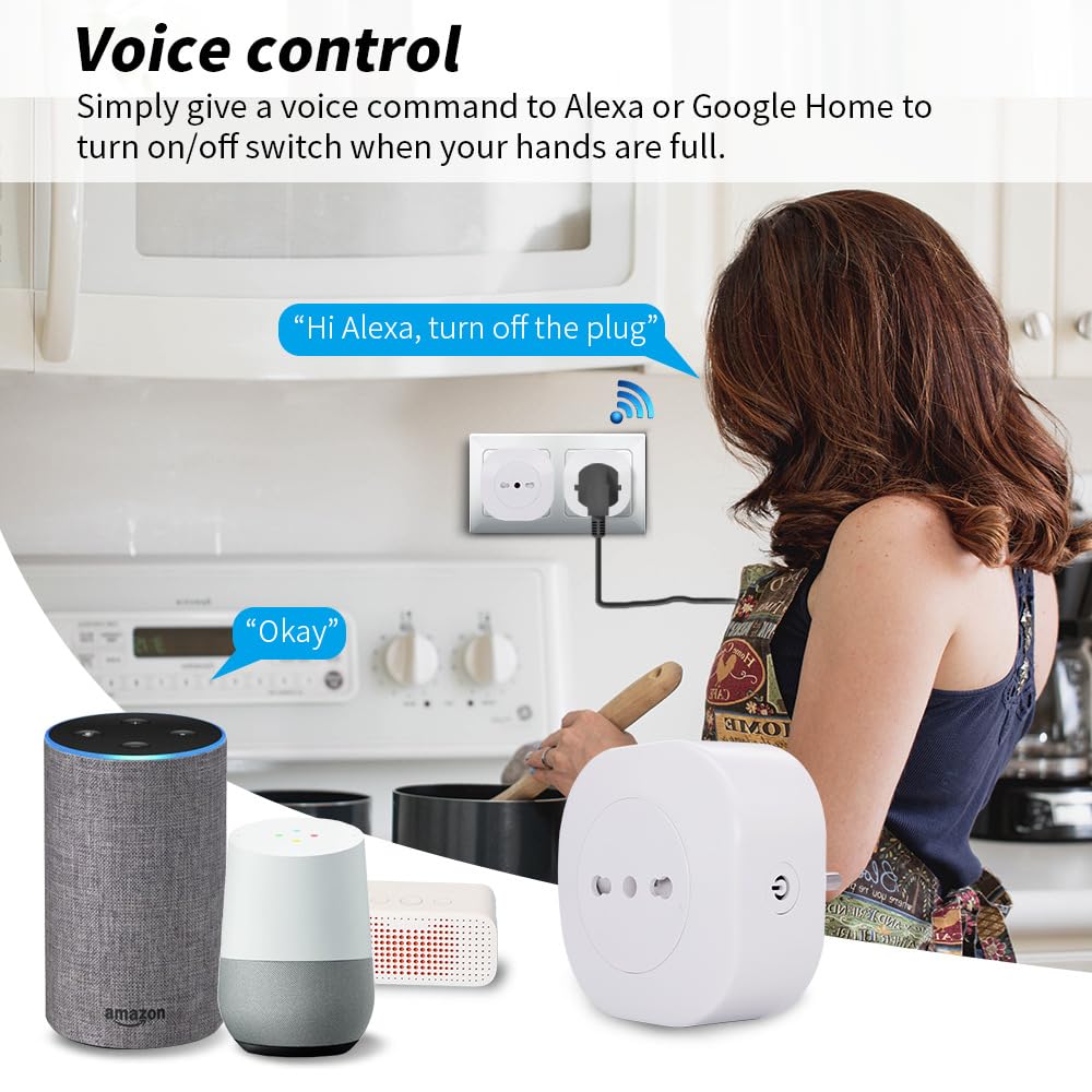 WiFi Smart Plug Outlet Compatible with Alexa Google Assistant App and Voice Control No Required Hub Italy 10A — view 5