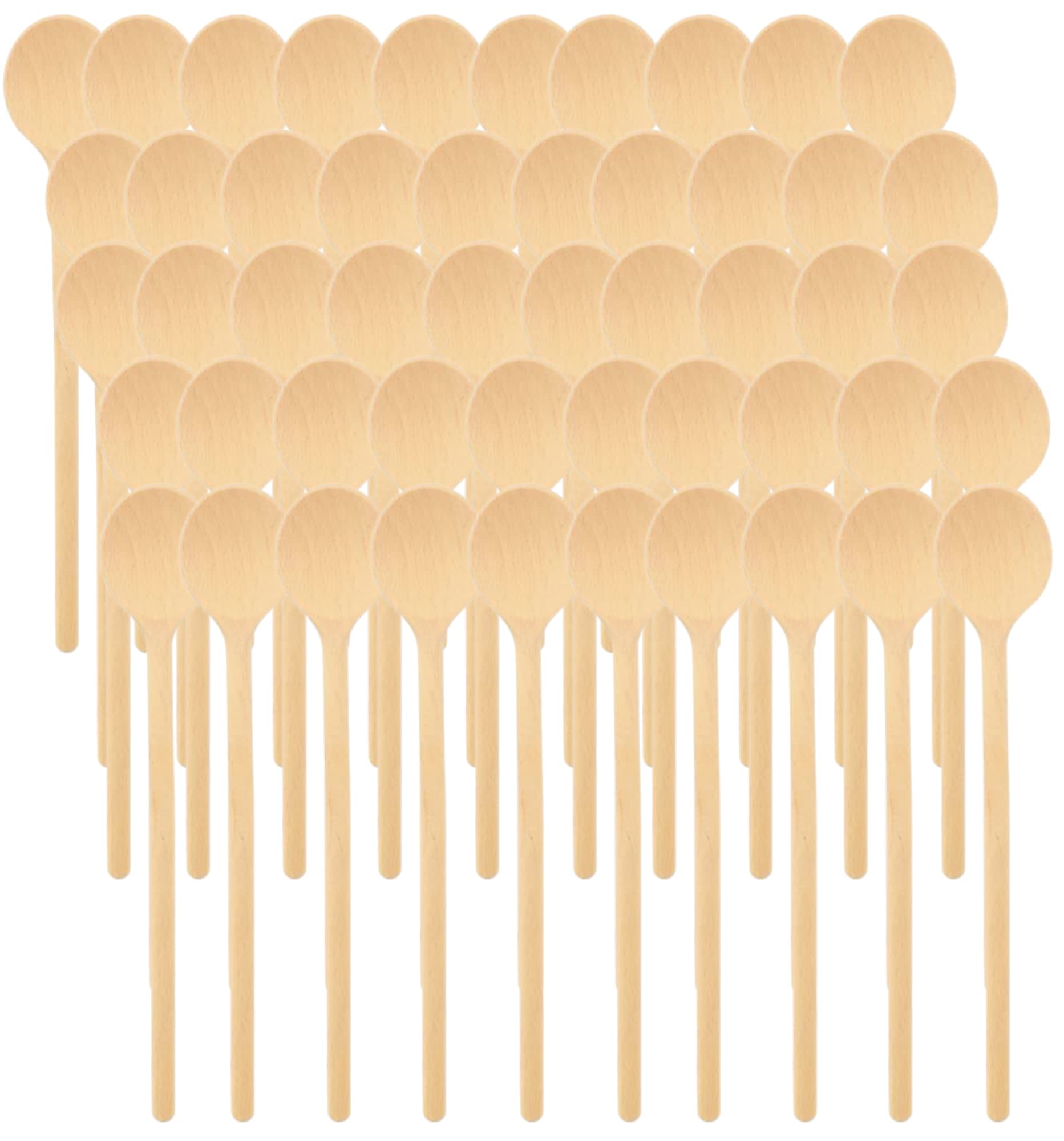 teemando® 50 X runder Marken-Kochlöffel aus Holz, 25 cm, Kochlöffel zum Kochen und Backen