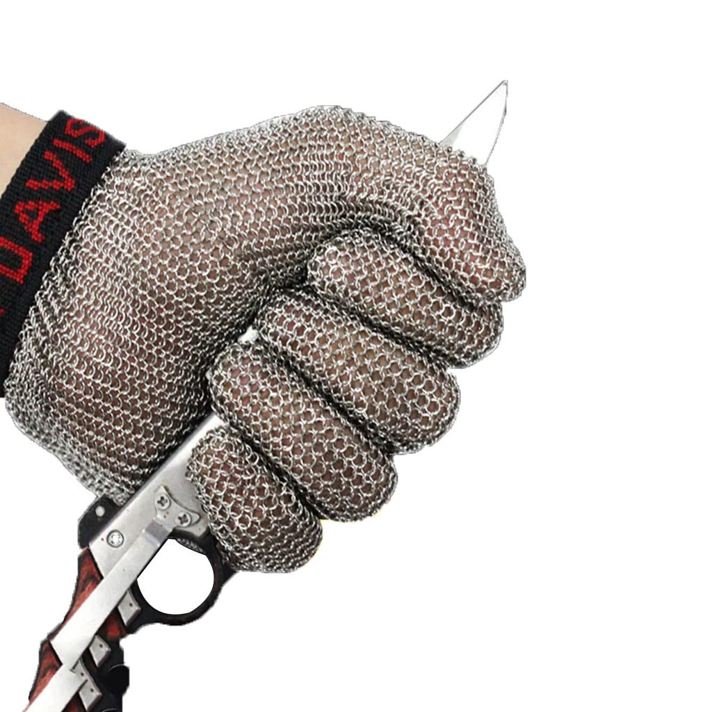Guantes Resistentes al Corte de Metal Ajustables, Guantes de Trabajo de Seguridad de protección de Clase 9, for Aventuras al Aire Libre, procesamiento de Alimentos (Size : 1pcs/S)