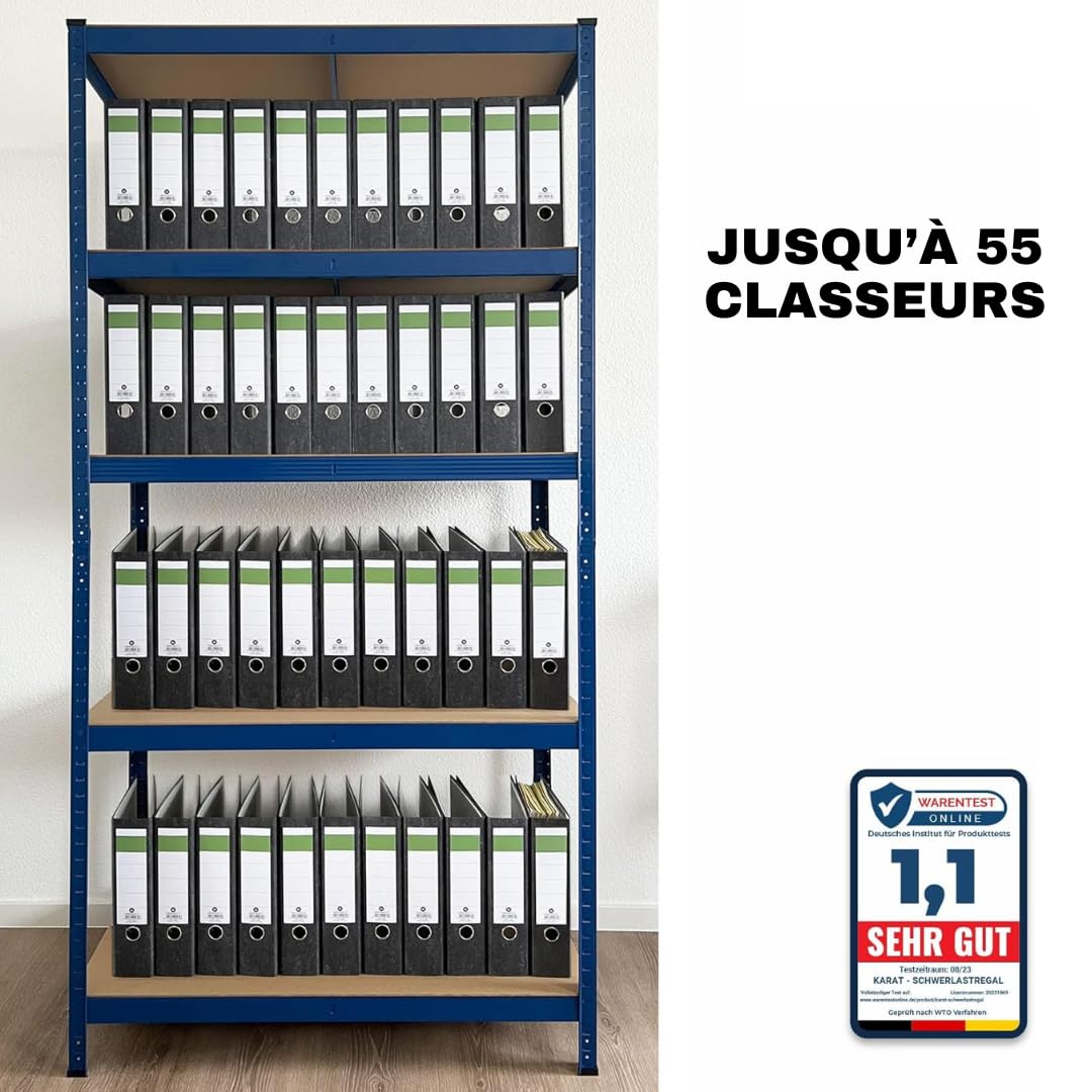 Casa Pura Étagère de rangement pour charges lourdes, lot de 2, étagère de cave, étagère de stockage, 40 x 90 x 180 cm, étagère avec structure en acier, chacune jusqu'à 875 kg, 5 niveaux réglables