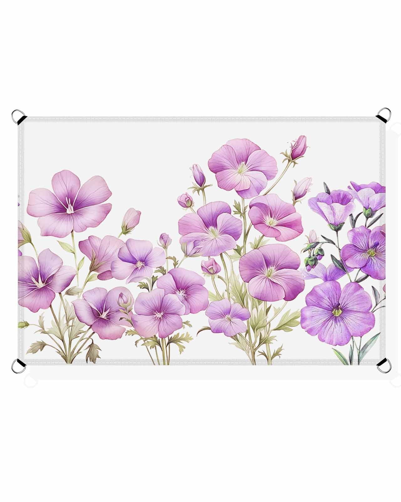 Flower Purple Sun Sail Shades Rectangle Canopy,Sunlight Block Heavy Duty Curved Backyard Shade Cover,Waterproof Sun Shades for Patios Garden Outdoor,8'x10' Elegant Spring Botanical Summer White