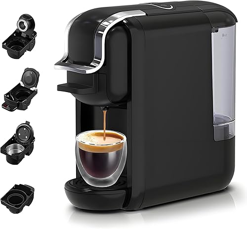 Cafetera de cápsulas 4 en 1 de 19 bar, diseño compacto de preparación rápida calientefría, máquina de café espresso individual para cápsulas K Cup, disponible en Yaxa Colombia