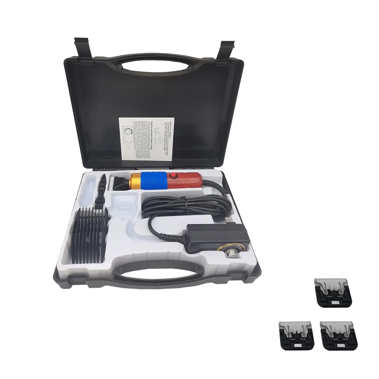 Professionnel haute puissance 200W AC électrique tondeuse for animaux de compagnie découpeuse cheval lapins chat chien tondeuse rasoir animaux toilettage tondeuse Bricolage et outils(BOX 3pcs Blades)