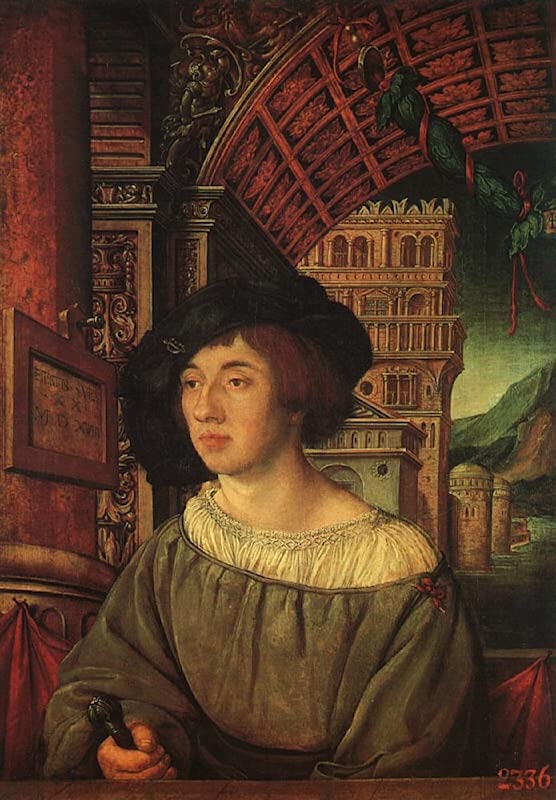 Tableau Portrait d'un jeune homme Holbein pour habiller un grand mur vide de chambre