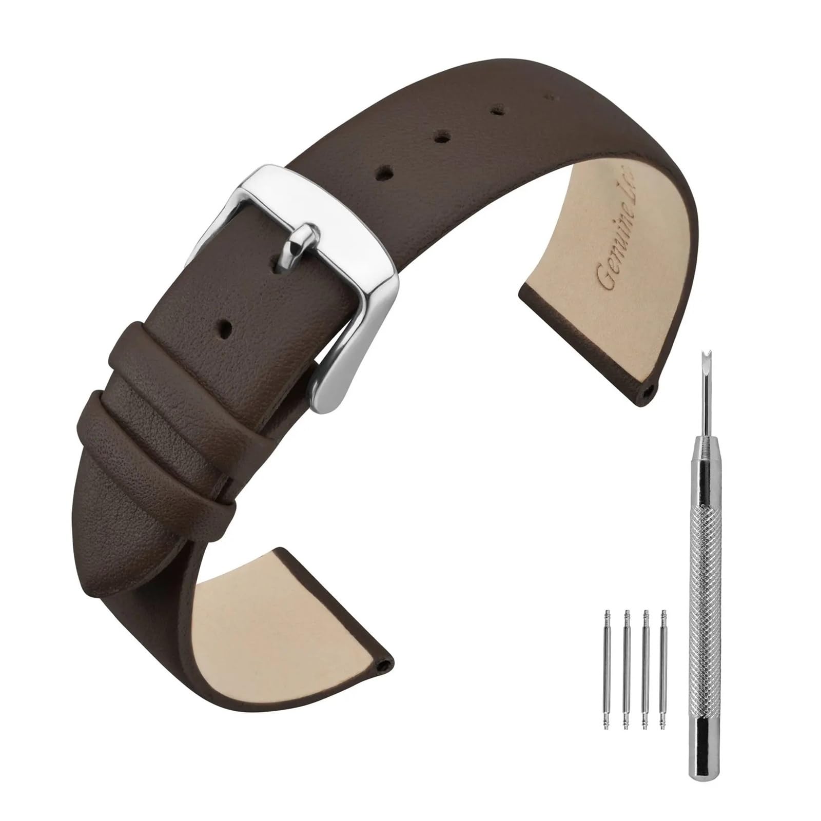 Cong Yi Correa De Reloj De Piel De Becerro, 16 Mm, 18 Mm, 20 Mm Y 22 Mm, Reemplazable, Con Herramientas De Instalación.