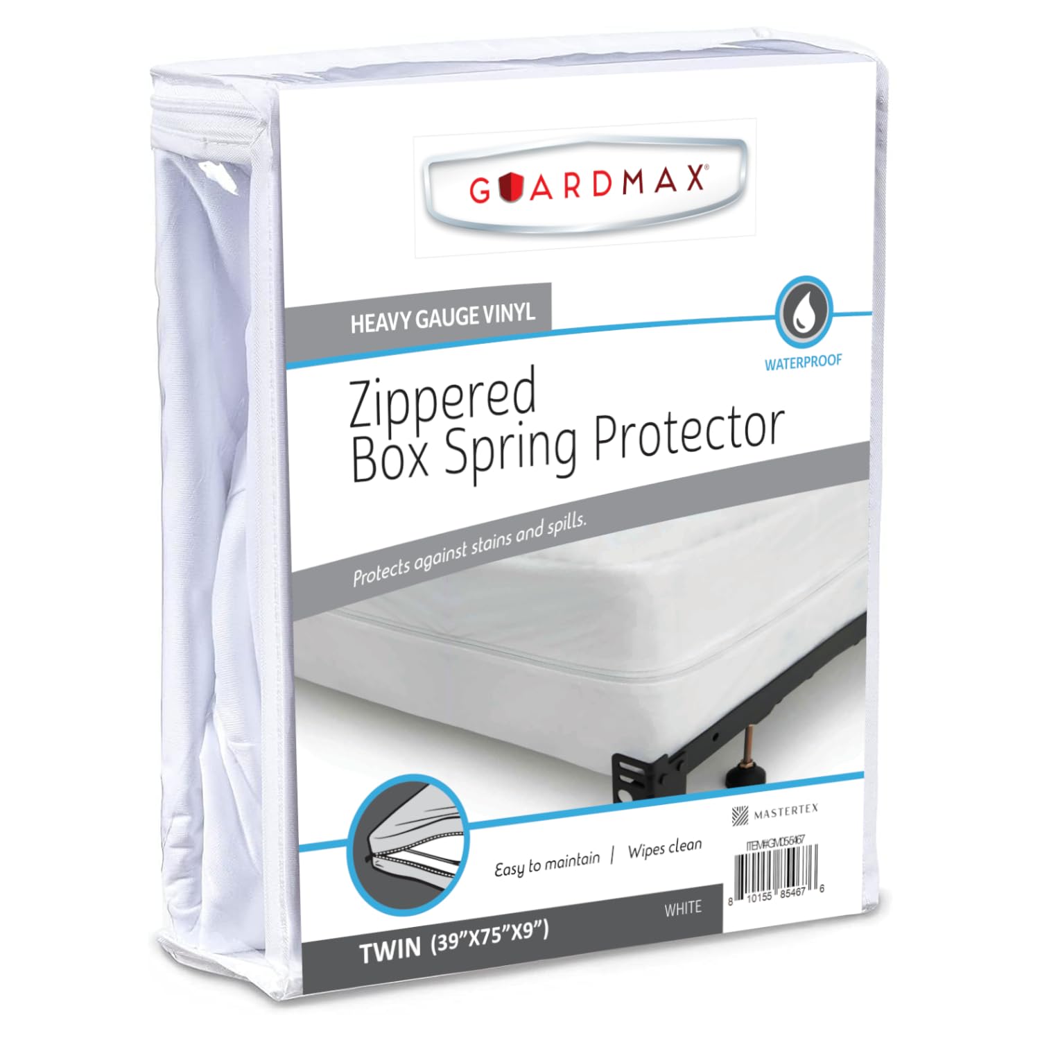 Guardmax Heavy Duty Vinyl Twin Zippered Box Spring Encasement - Waterproof & Breathable Mattress Protector - Comfortable, Soft, and Noiseless Zippered