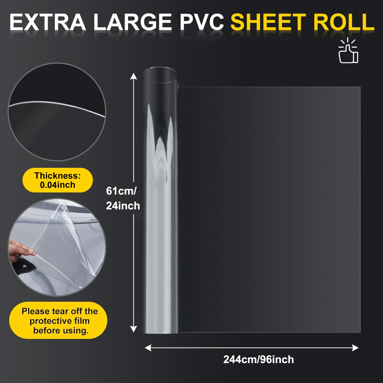Clear PVC Sheets - 24x96 Inch Roll for Crafts & Projects -2 Clear PVC Sheets - 24x96 Inch Roll for Crafts & Projects -2