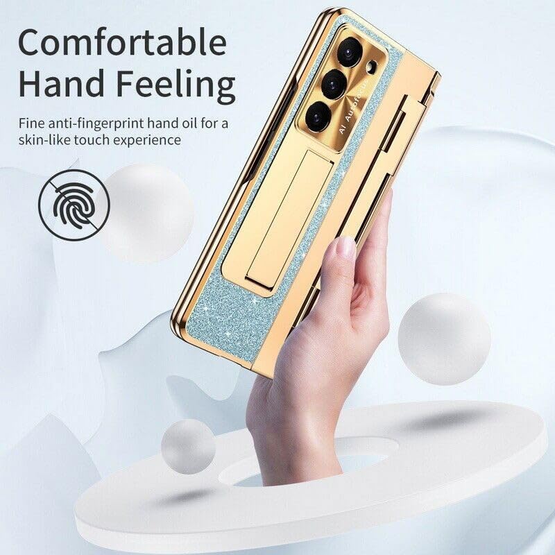 Generic Custodia compatibile con Samsung Galaxy Z Fold 4 (colore: blu) Custodia rigida antiurto con pellicola protettiva per lo schermo