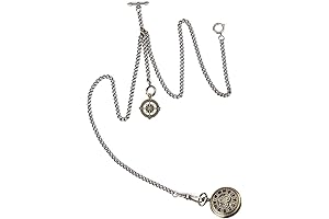 Antique Fancy Style Double Albert Pocket Watch Chain with T-Bar and 3 Clips