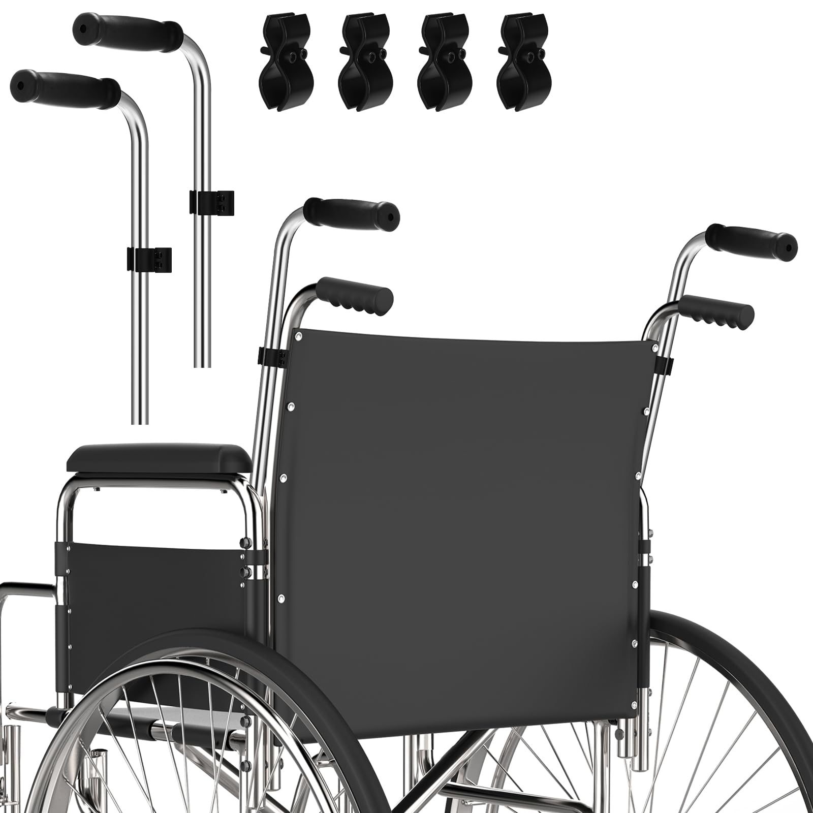 Datanly 2 Pcs Universal Wheelchair Accessories Adjustable Extender Handle for Wheelchair, Extendable Handle, Less Stress and Strain on Hands Arms and Back