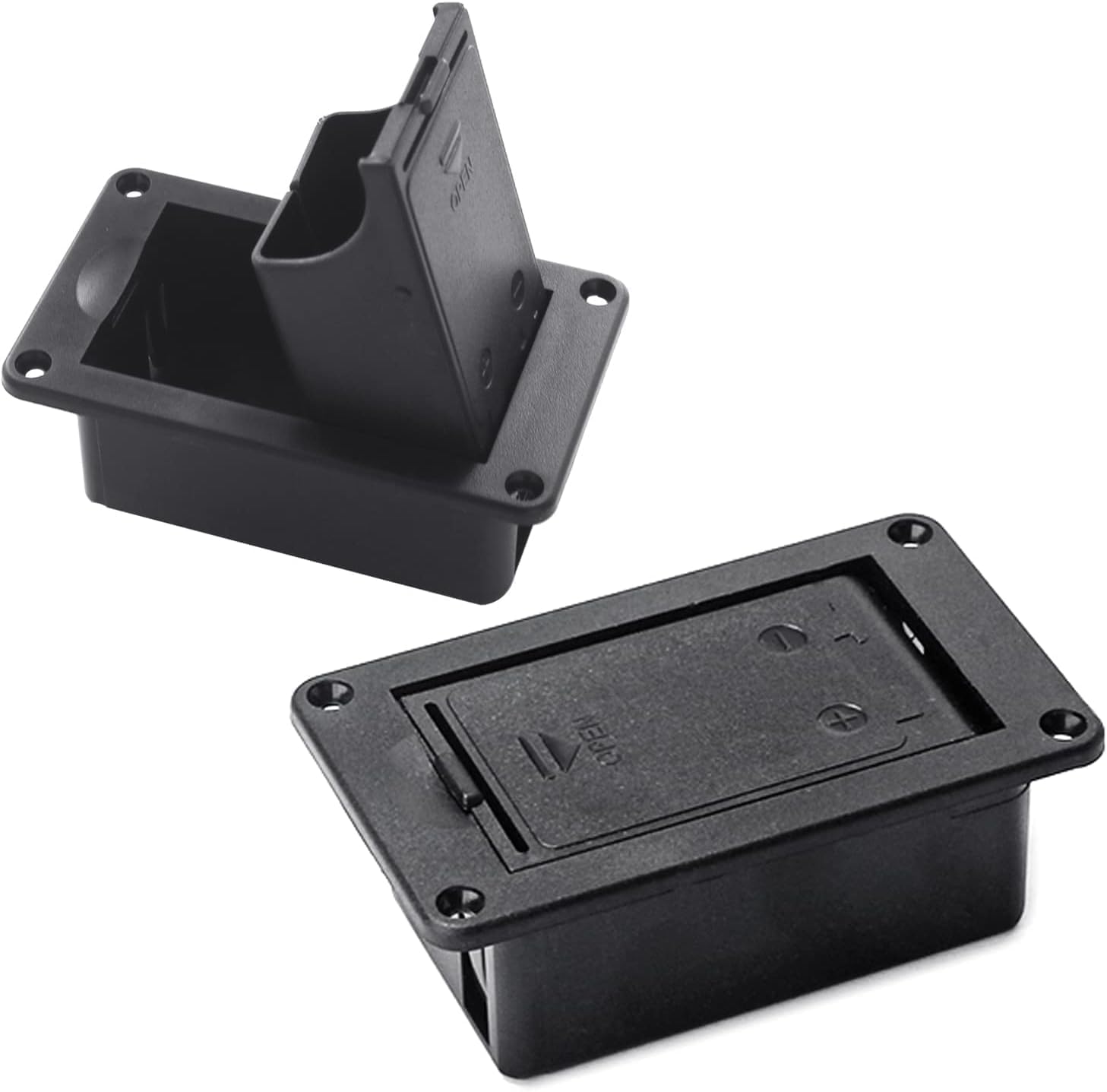 Black 9V Battery Case Holder Box - Active Bass Guitar Pickup Battery Compartment for Electric Guitar and Bass Accessories - Durable Replacement Cover for Musical Instrument Parts