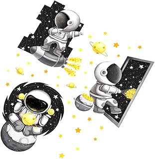 Abaodam 1Pc Adesivos De Astronautas Do Espaço Exterior Decalques De Parede De Berçário Solar Decalques De Parede Crianças Decalques De Parede Decorativos Decalques De Parede