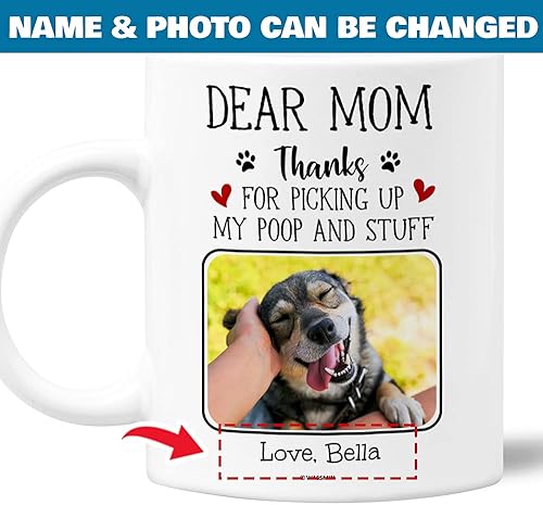 Miniatura 2 de Wassmin Taza de café personalizada con nombre de imagen de perro, 11 onzas, 15 onzas, divertido cumpleaños, día de la madre, San Valentín, regalos