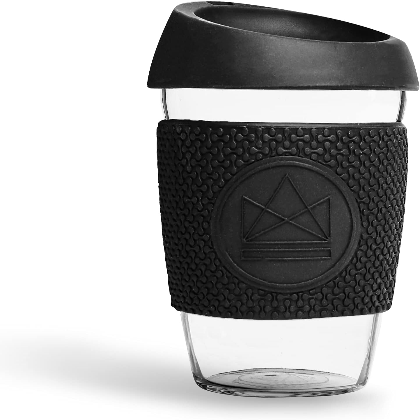 Neon Kactus Glass Coffee Cup | Reusable Glass Cup with Lid for Home or On The Go | Portable Coffee Cup | for Hot & Cold Drinks | Durable, Non-Permeable, Non-Slip, Splash-Proof | Rock Star, 12oz