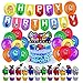 smileh Cumpleaños Decoracion de Among Us Globos Pancarta de Feliz Cumpleaños Adornos para Pastel de Juegos para niños adultos Decoraciones de Fiesta