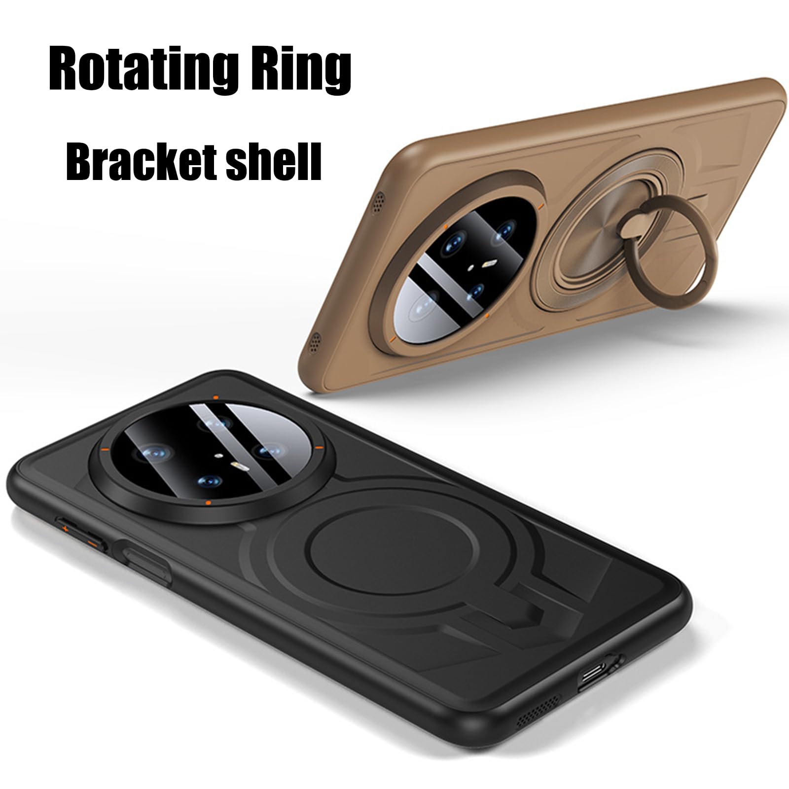 Magnetyczne etui do Huawei Mate 70 Pro +/70 Pro/70, obrotowy uchwyt pierścieniowy, podpórka, etui na telefon, bezprzewodowe ładowanie, wąska, odporna na wstrząsy obudowa, szare, 70