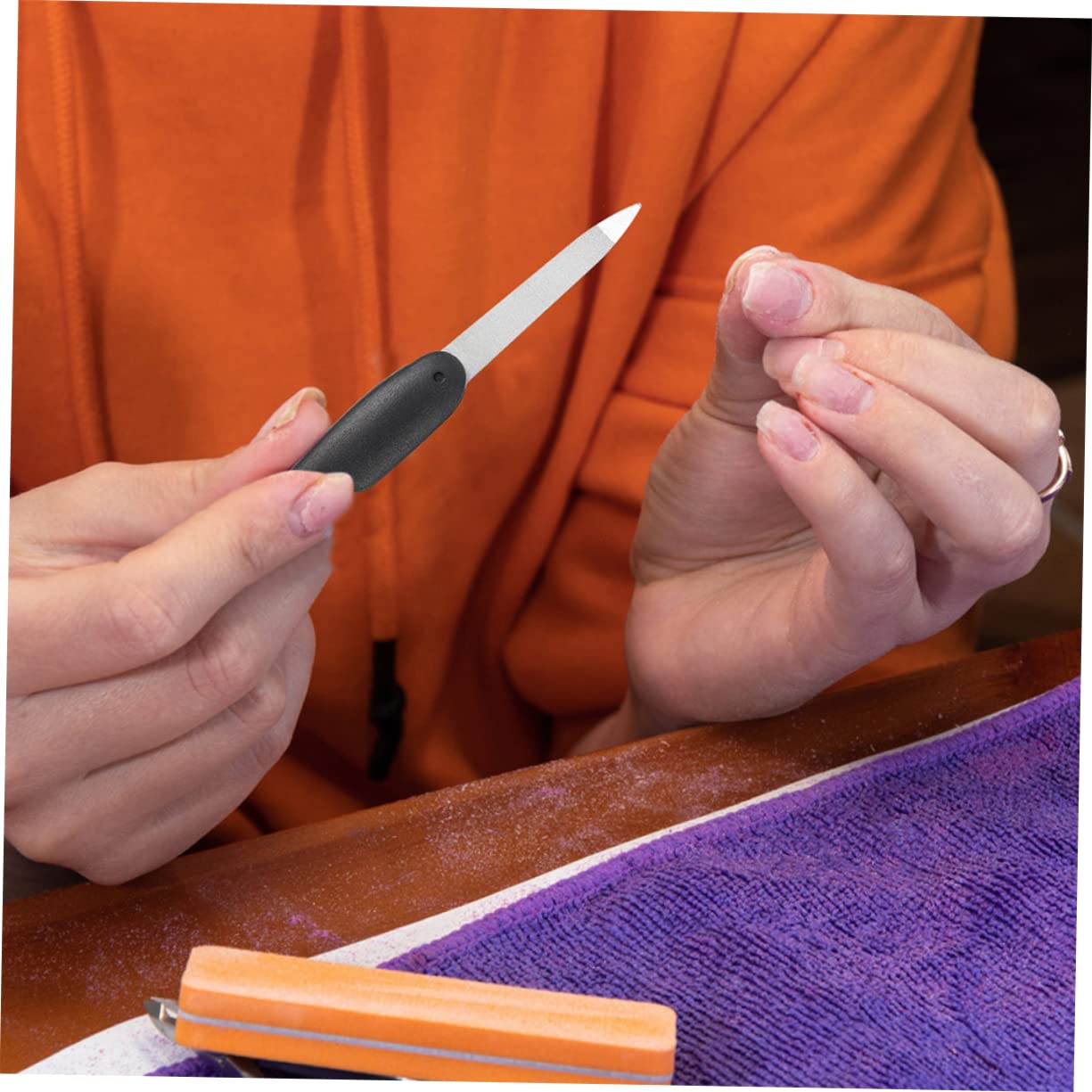 Healvian 40piezas Uñas De Metal Reutilizable Para Manicura Limado De Bordes y Remoción De Imperfecciones Para Uso Salón y Hogar