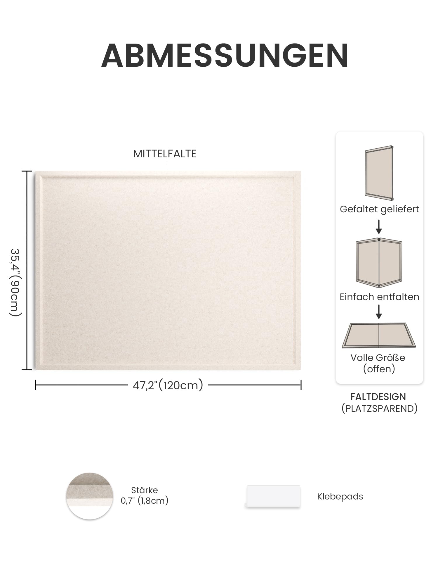 Fluxynara 120 x 90 cm Korktafel-Alternative, Haferfarben