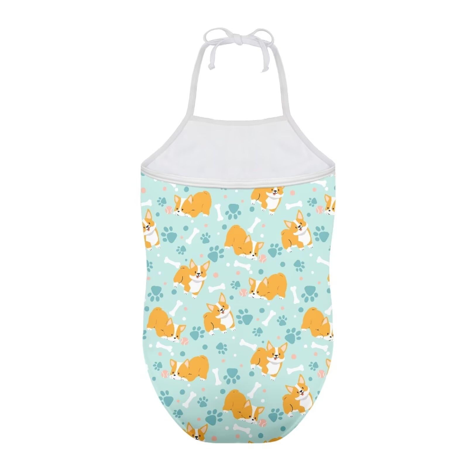 Spowatriy Cute Corgi Dog One Piece Swimsuits for Girls Creative Floral Beach Bathing Suit Hawaiian Trendy Swimwear